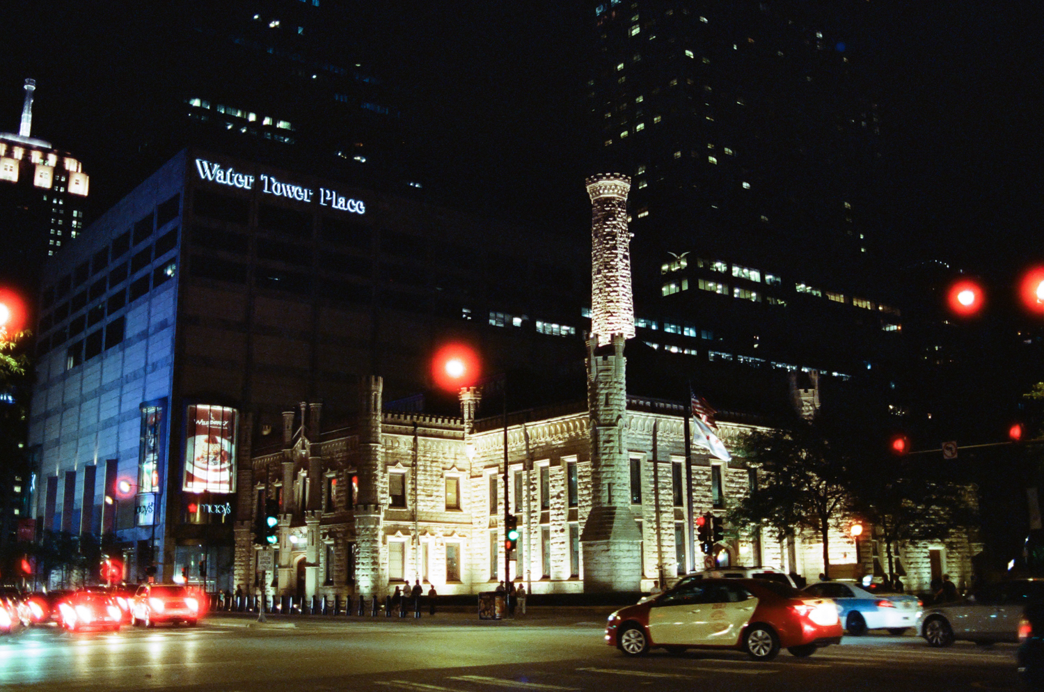 Chicago Water Tower at night