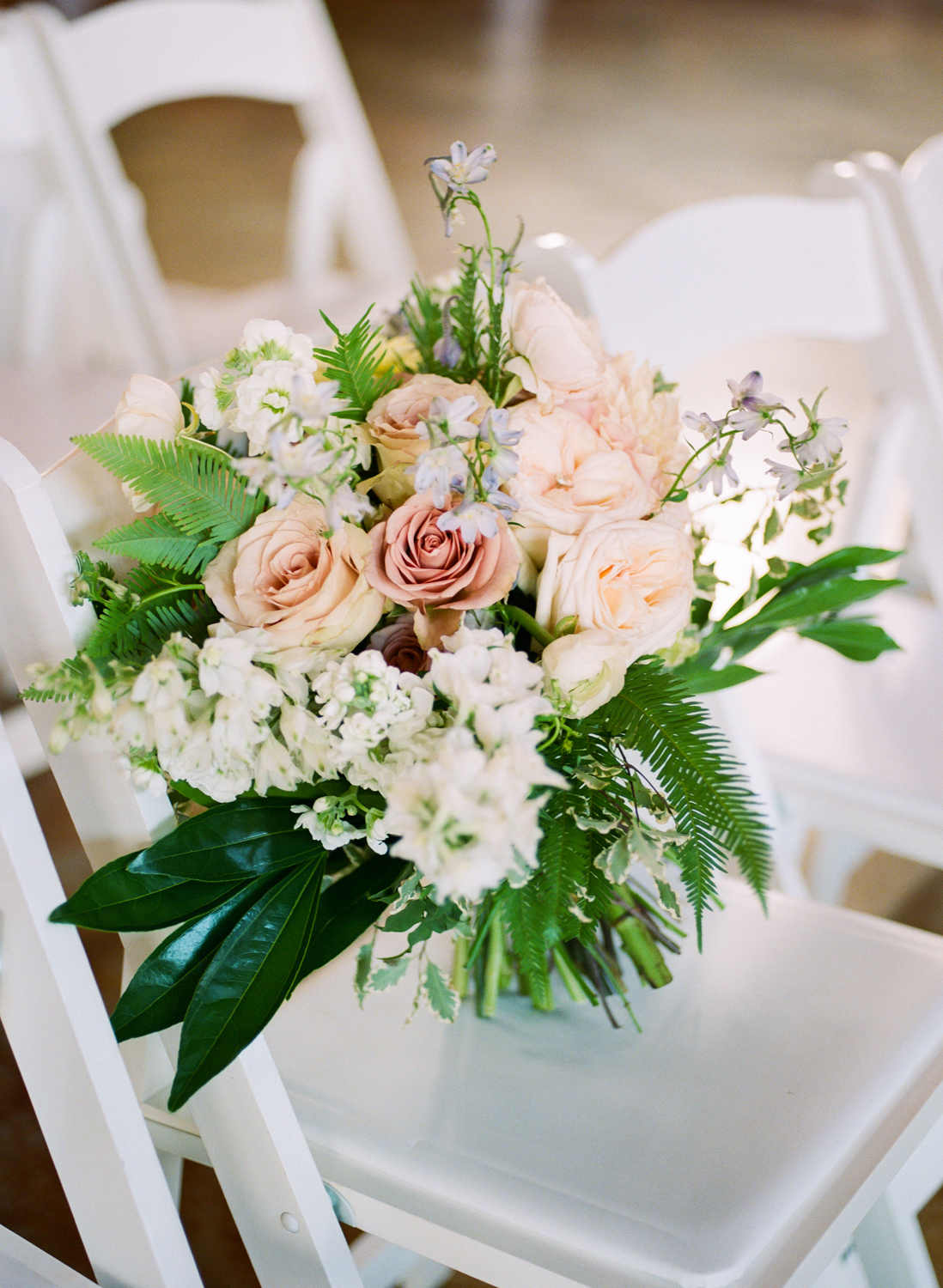 Pink pastel bridal bouquet by Farmgirl Floral and Decor, St. Louis Film Photographer Erica Robnett Photography