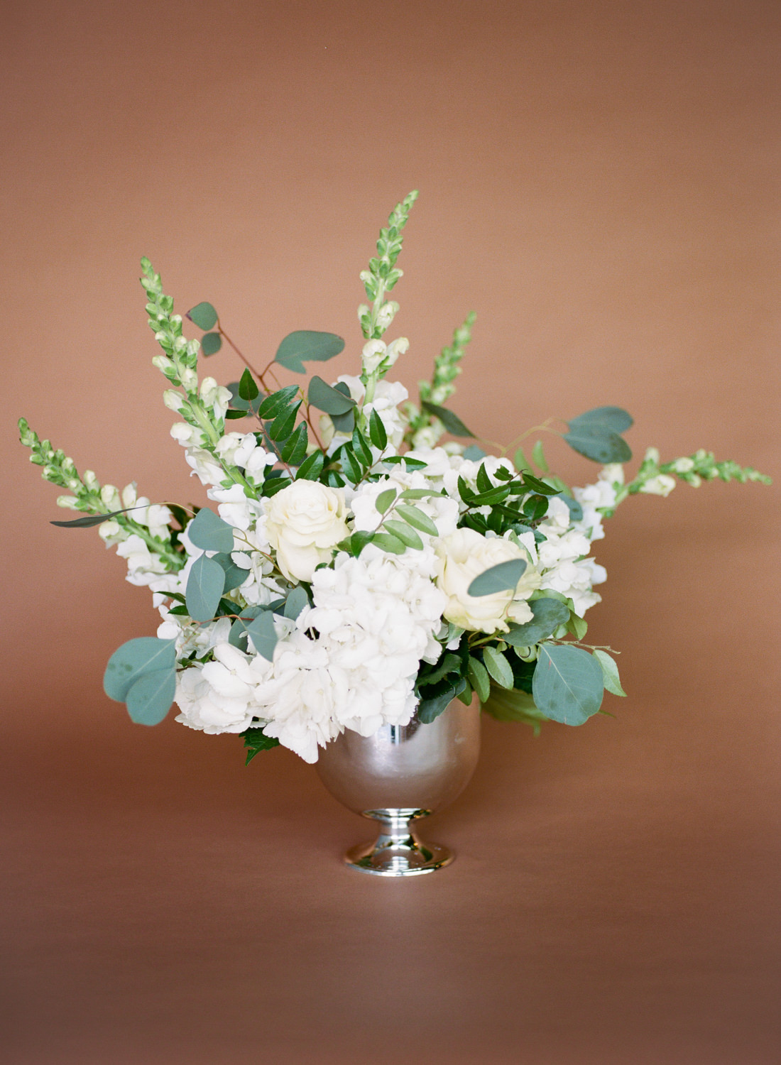 White with greenery wedding reception florals, Sisters Floral Design Studio, St. Louis Film Wedding Photographer Erica Robnett Photography