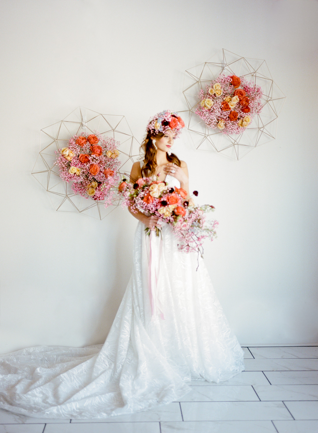 I Do Bridal wedding dress and Lavish Floral Design bouquet, St. Louis fine art film wedding photographer Erica Robnett Photography