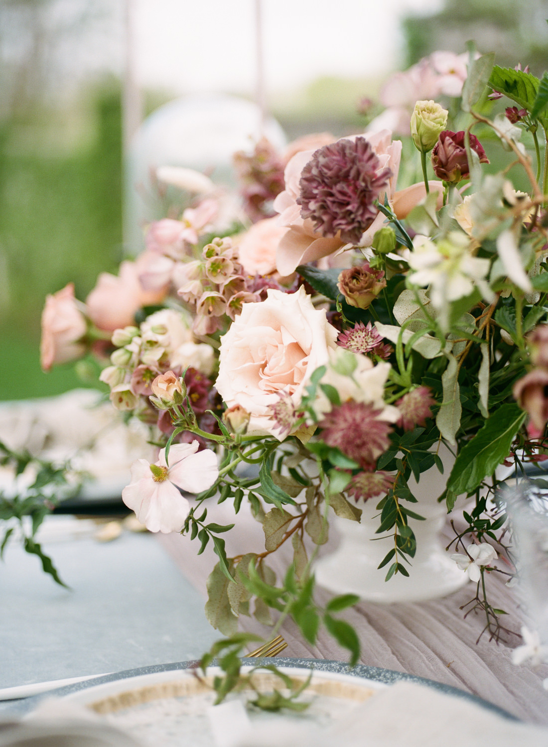 Magnolia Belle Floral Mauve and Pink Wedding Arrangement, St Louis Fine Art Film Wedding Photographer Erica Robnett Photography