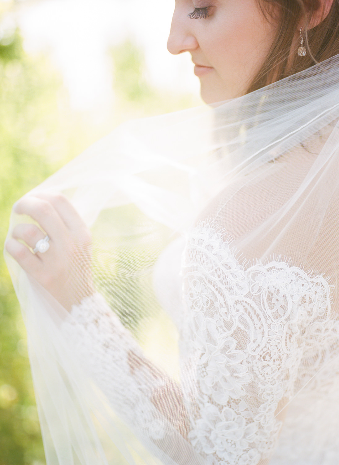Bride with veil; St. Louis fine art film wedding photographer Erica Robnett Photography