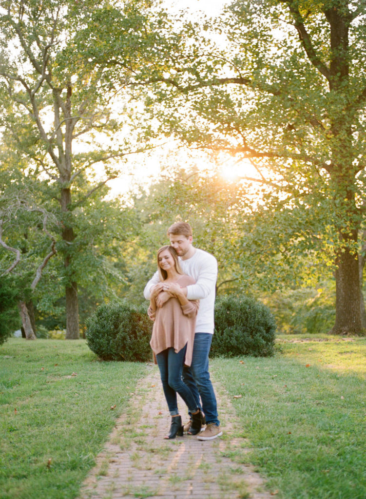 Sunset engagement session at Queeny Park; St. Louis fine art wedding photographer Erica Robnett Photography