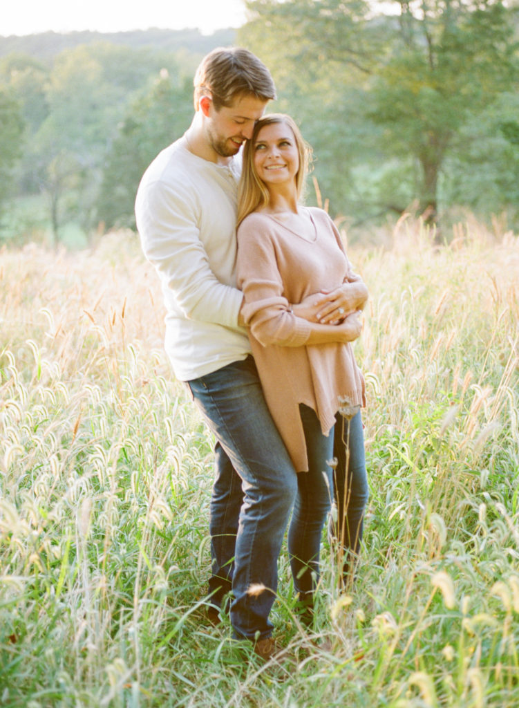 Sunset engagement session at Queeny Park; St. Louis fine art wedding photographer Erica Robnett Photography