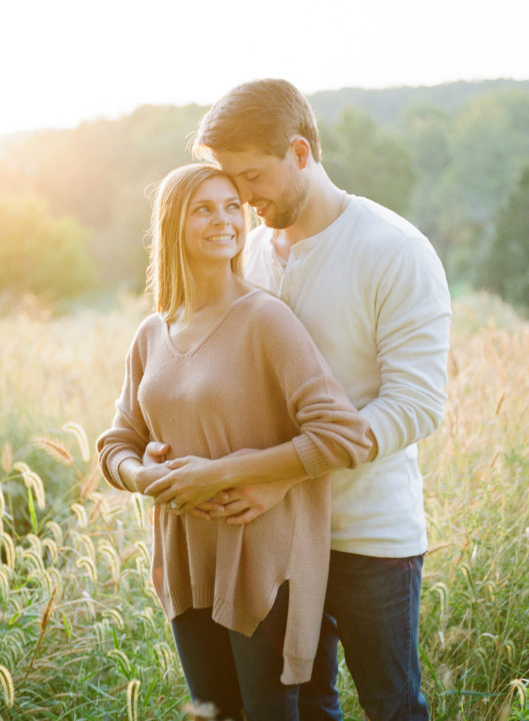 Sunset engagement session at Queeny Park; St. Louis fine art wedding photographer Erica Robnett Photography