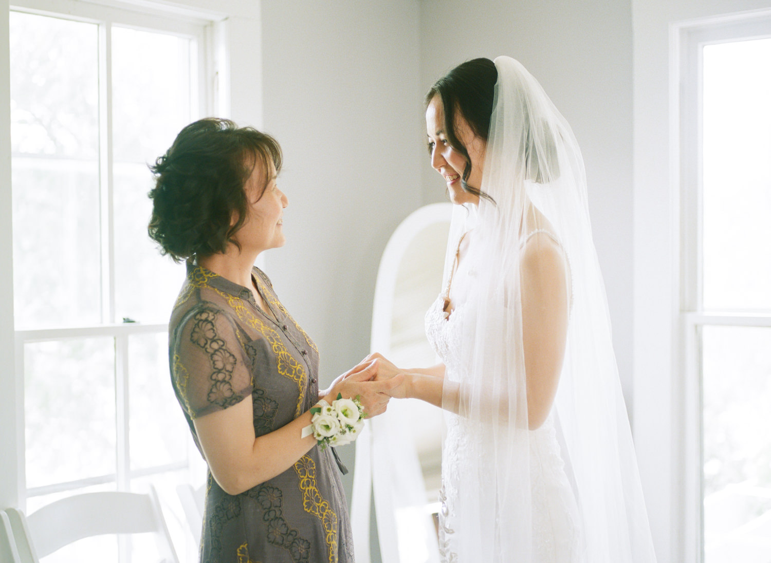 Bride and mother at Defiance Ridge Vineyards; St. Louis fine art film wedding photographer Erica Robnett Photography