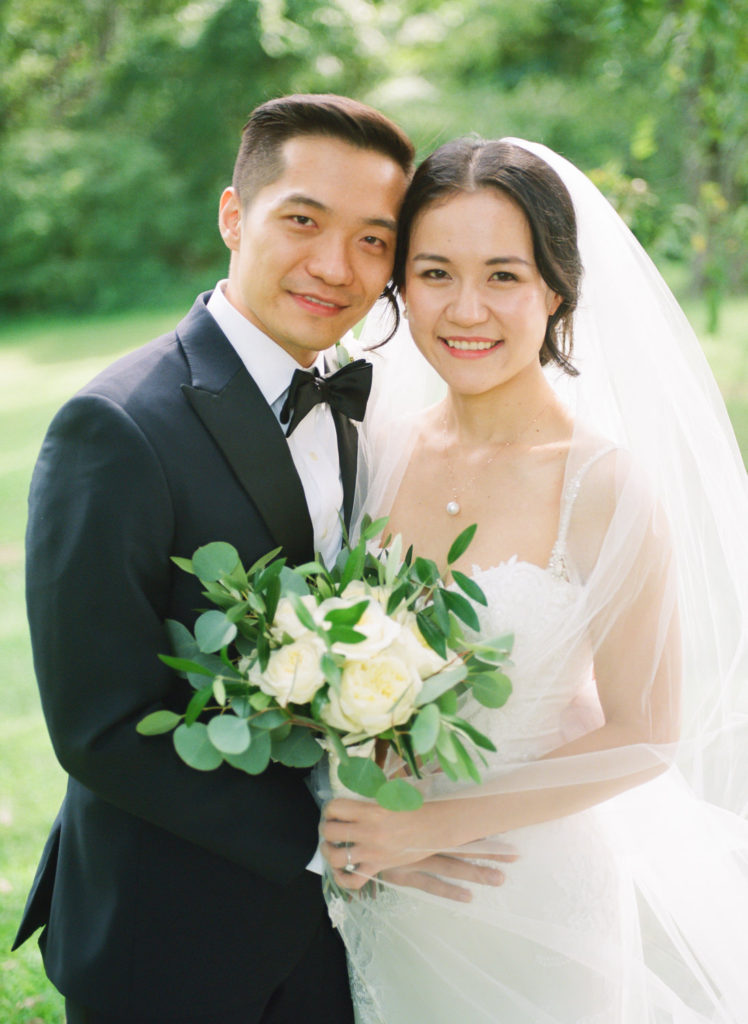 Bride and Groom portrait at Defiance Ridge Vineyards; St. Louis fine art film wedding photographer Erica Robnett Photography