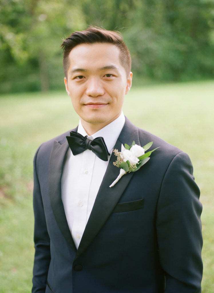 Groom portrait at Defiance Ridge Vineyards; St. Louis fine art film wedding photographer Erica Robnett Photography