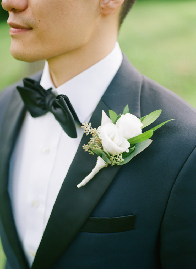 Groom flower detail; St. Louis fine art film wedding photographer Erica Robnett Photography
