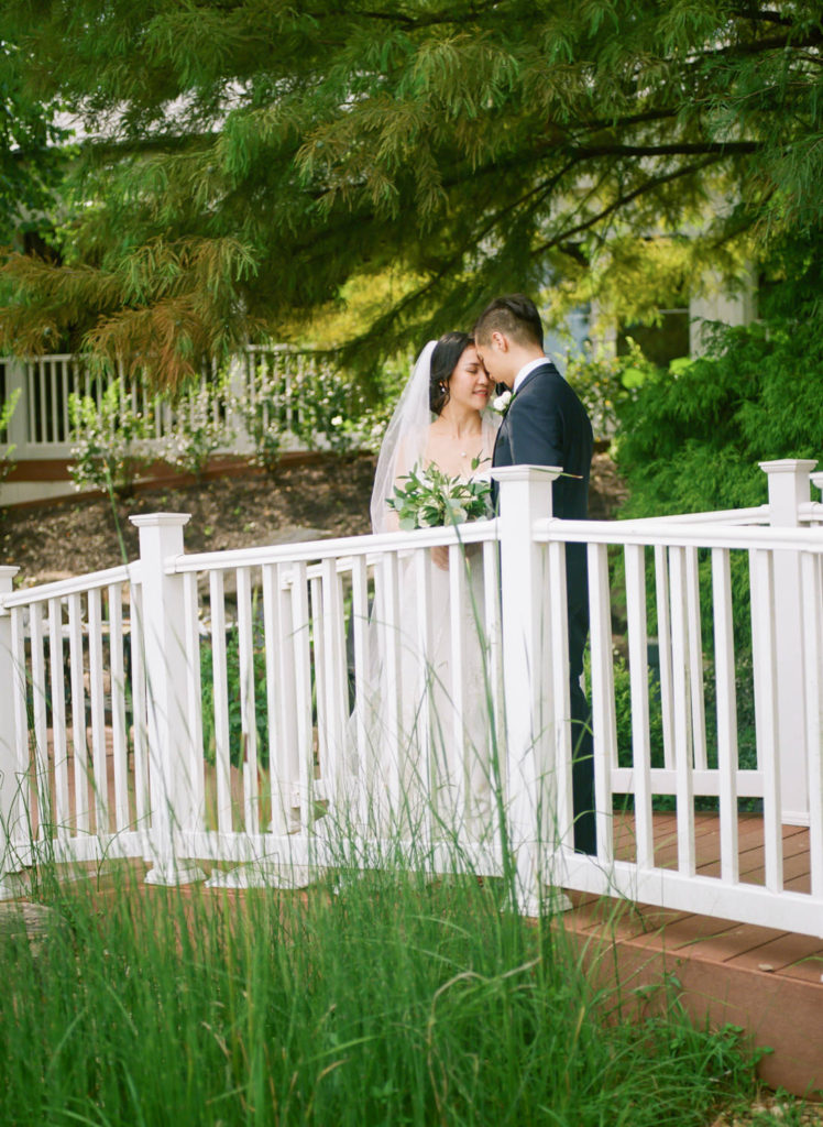 Bride and groom portrait at Defiance Ridge Vineyards; St. Louis fine art film wedding photographer Erica Robnett Photography