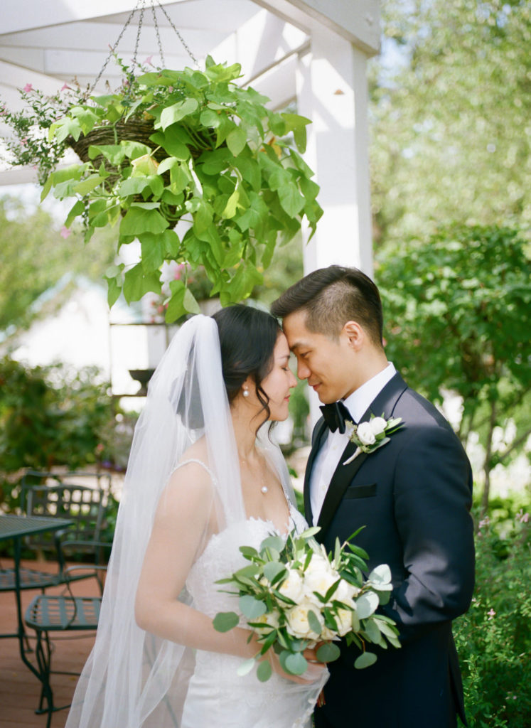 Bride and groom portrait at Defiance Ridge Vineyards; St. Louis fine art film wedding photographer Erica Robnett Photography