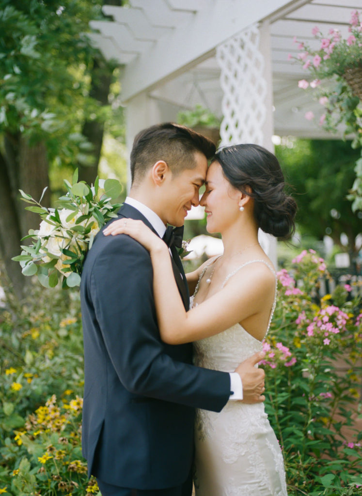 Bride and groom portrait at Defiance Ridge Vineyards; St. Louis fine art film wedding photographer Erica Robnett Photography