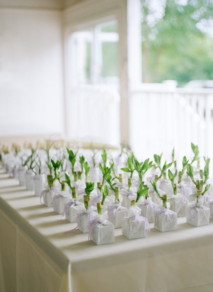 Bamboo wedding favors at Defiance Ridge Vineyards