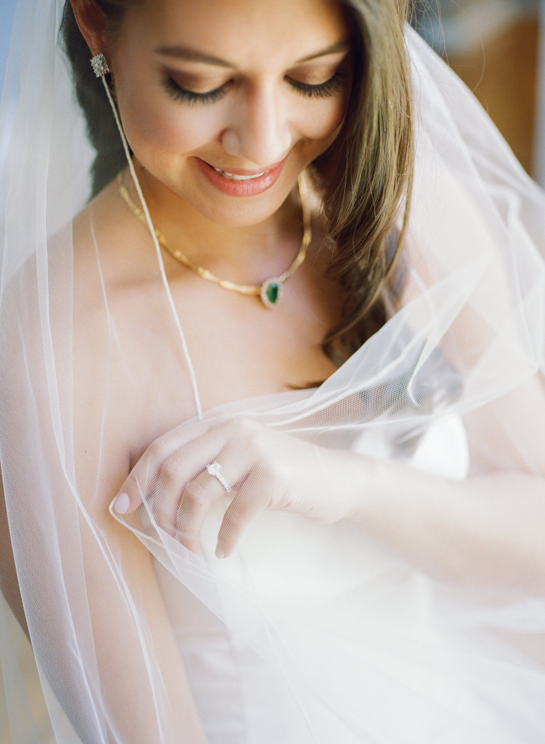 Bridal portrait with veil and ring; St. Louis fine art film wedding photographer Erica Robnett Photography