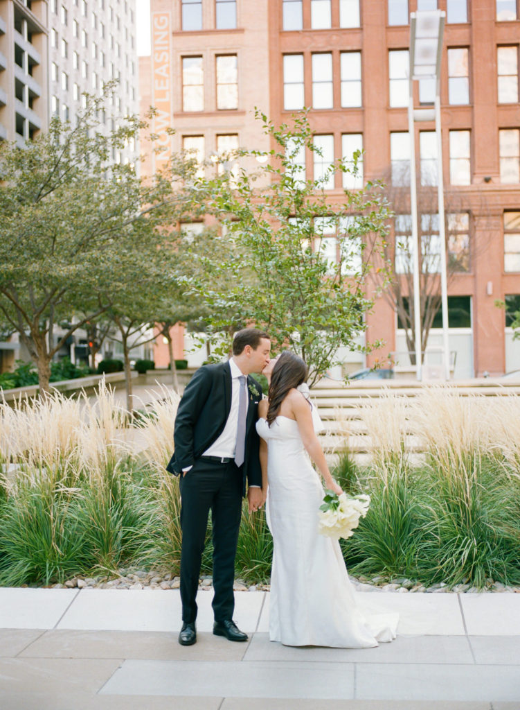 Bride and Groom Portrait in downtown St. Louis; St. Louis fine art film wedding photographer Erica Robnett Photography