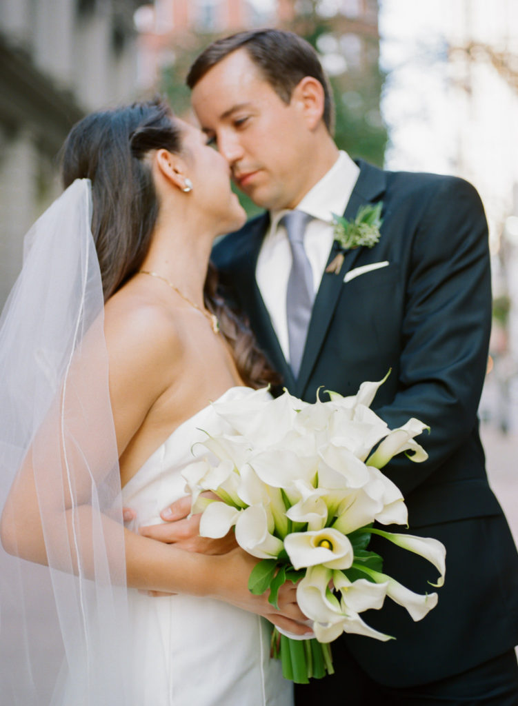 Bride and Groom Portrait at St. Louis Old Post Office and Custom House; St. Louis fine art film wedding photographer Erica Robnett Photography