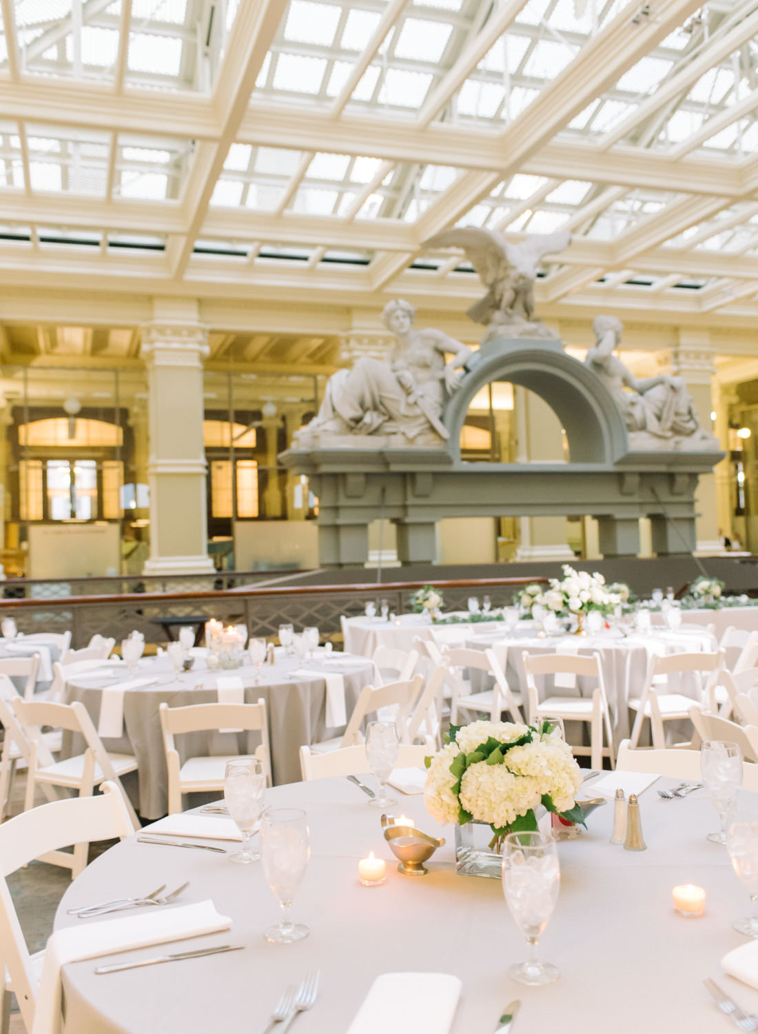 Wedding reception details at St. Louis Old Post Office and Custom House; St. Louis fine art film wedding photographer Erica Robnett Photography