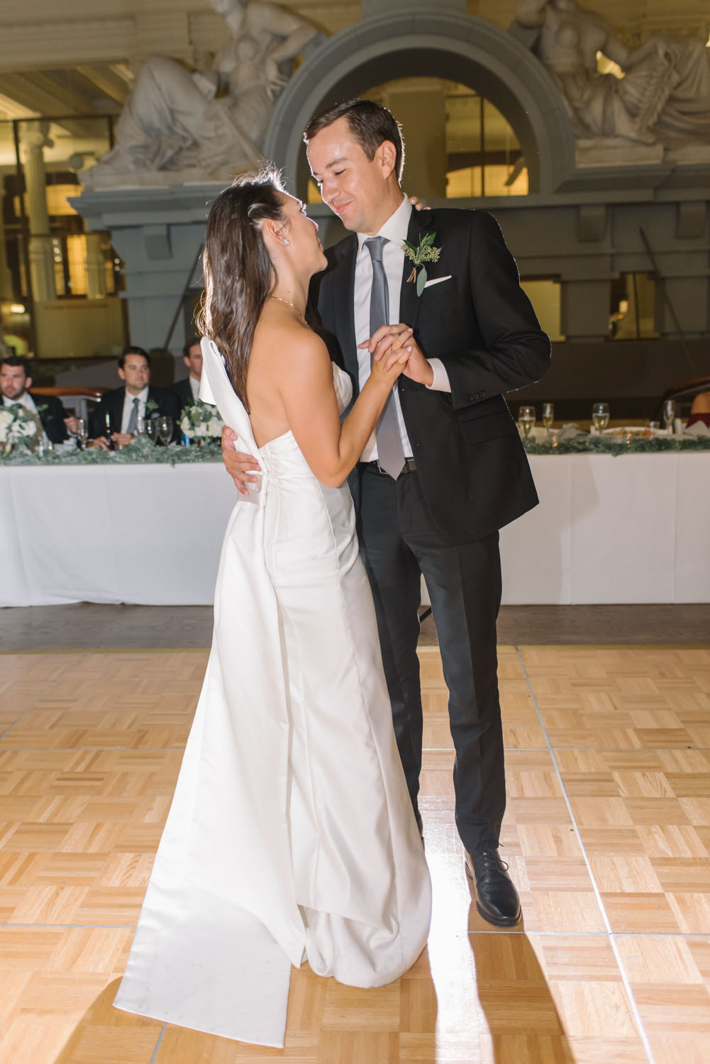 Bride and groom first dance at St. Louis Old Post Office and Custom House; St. Louis fine art film wedding photographer Erica Robnett Photography
