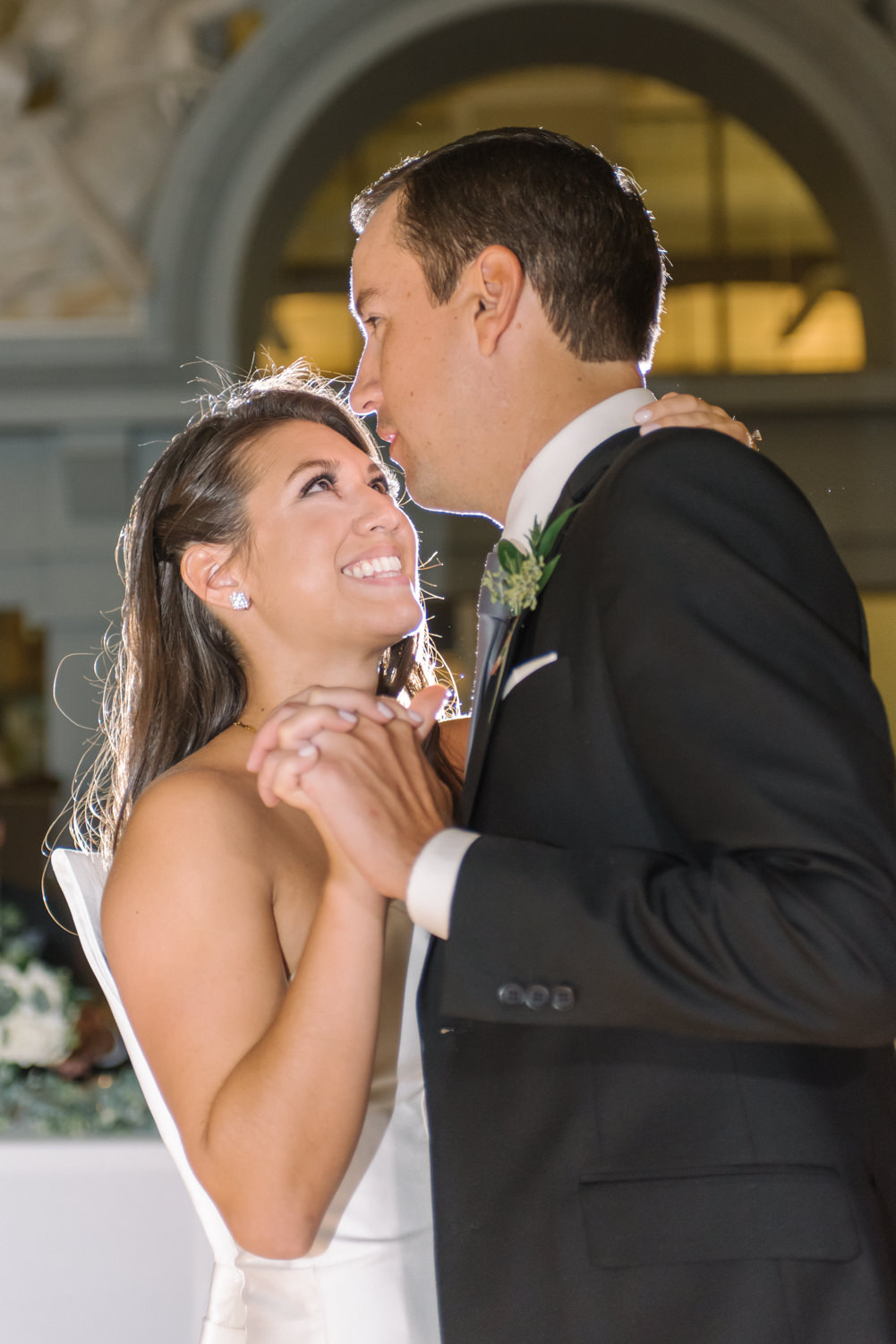Bride and groom first dance at St. Louis Old Post Office and Custom House; St. Louis fine art film wedding photographer Erica Robnett Photography