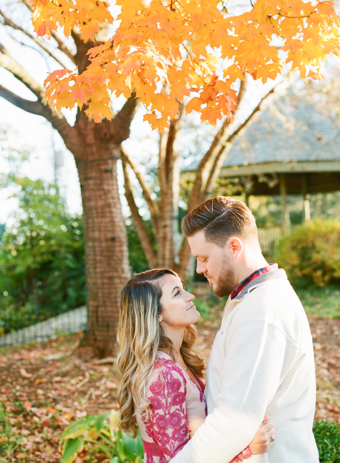 Fall engagement session at Main Street St. Charles; St. Louis film photographer Erica Robnett Photography
