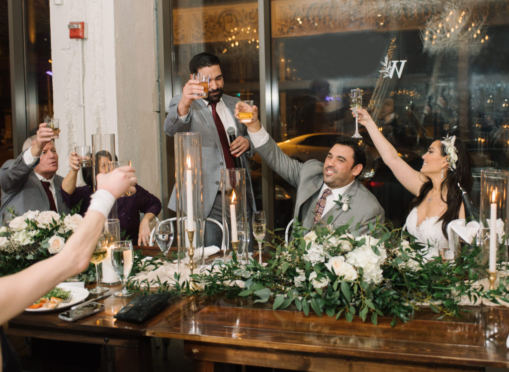 Wedding speeches at St. Louis wedding venue Willow; St. Louis wedding photographer