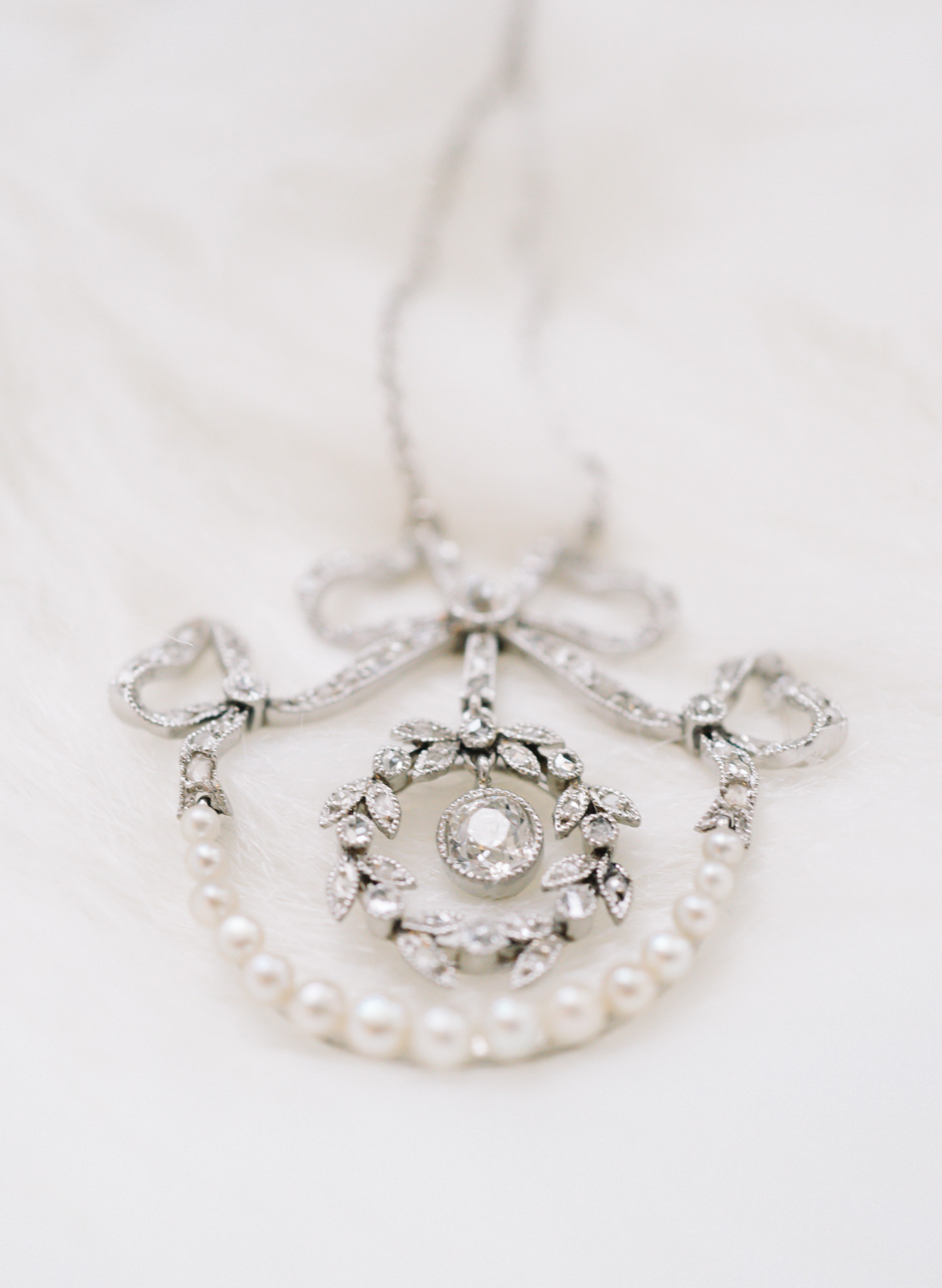 Heirloom diamond and pearl necklace