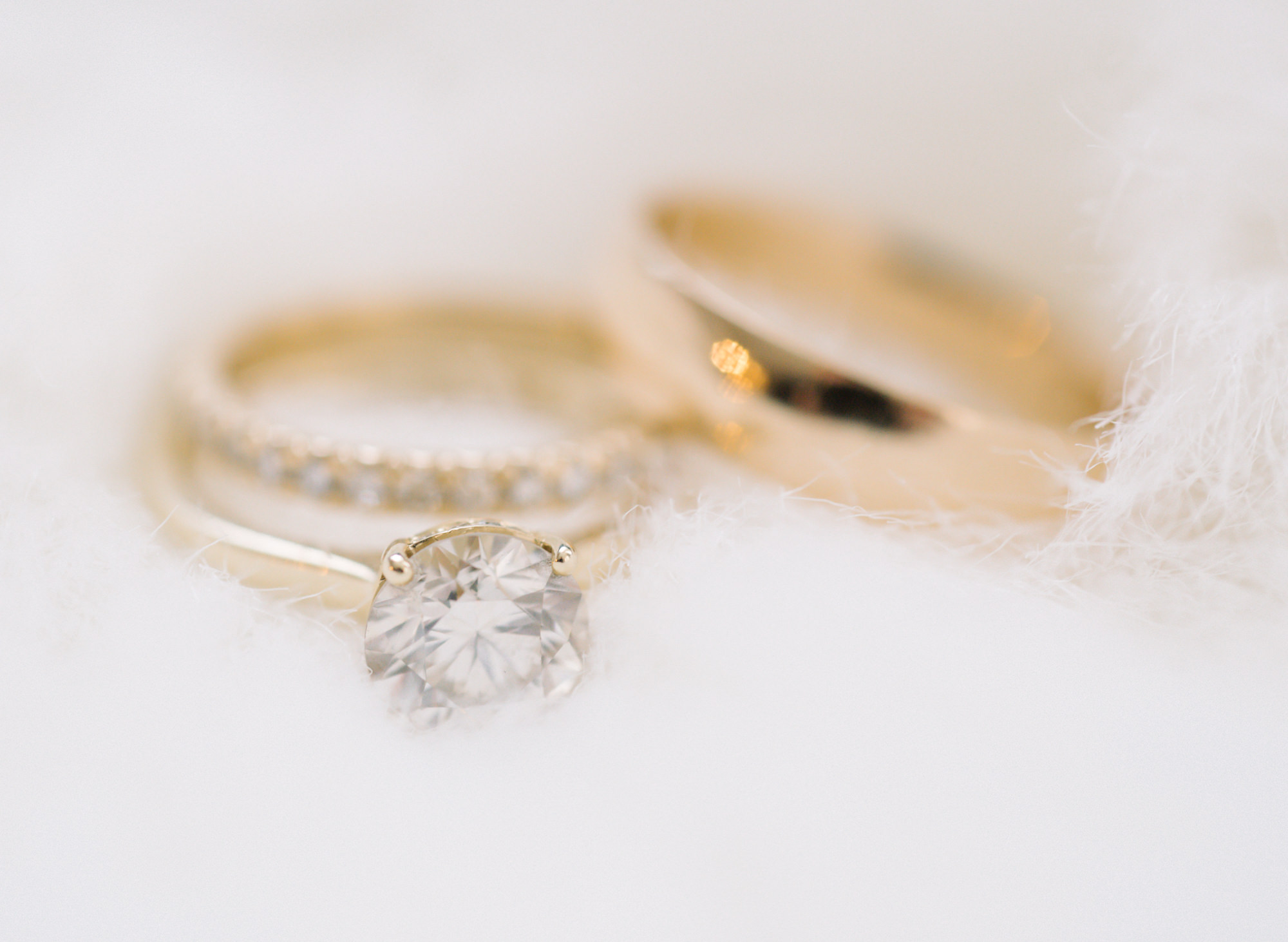 Gold wedding and engagement bands