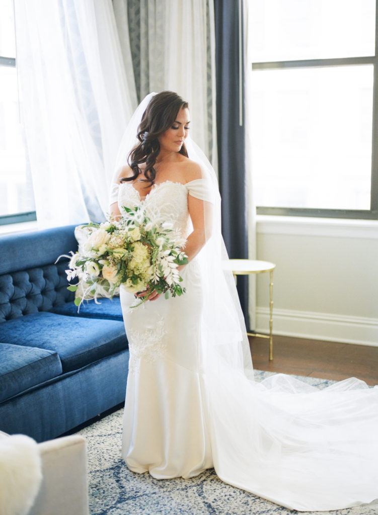 Bridal portrait in Hotel St. Louis; St. Louis fine art film wedding photographer Erica Robnett Photography