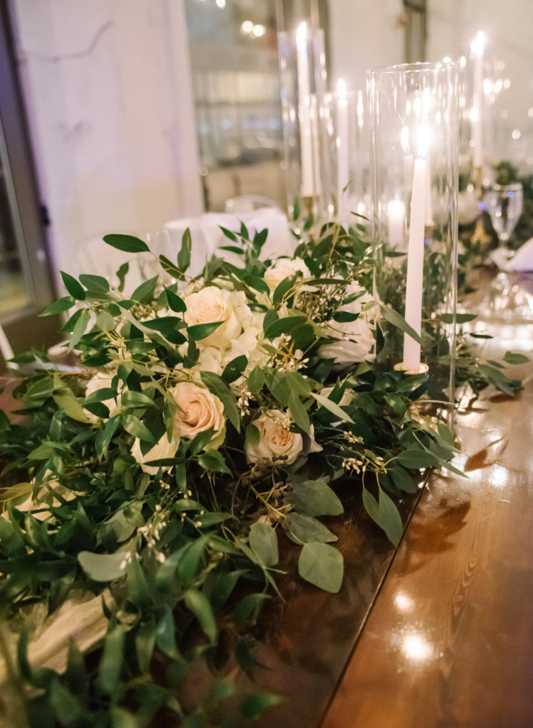 Candle and flower decor at St. Louis wedding venue Willow; St. Louis wedding photographer