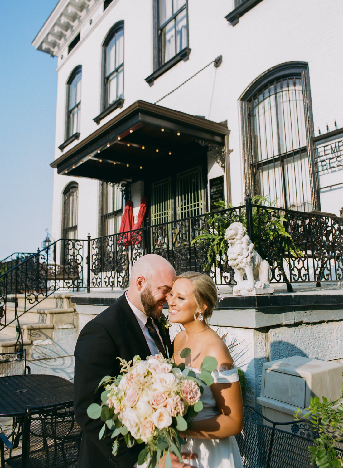 Bride and Groom at Lemp Mansion; St. Louis fine art film photographer Erica Robnett Photography
