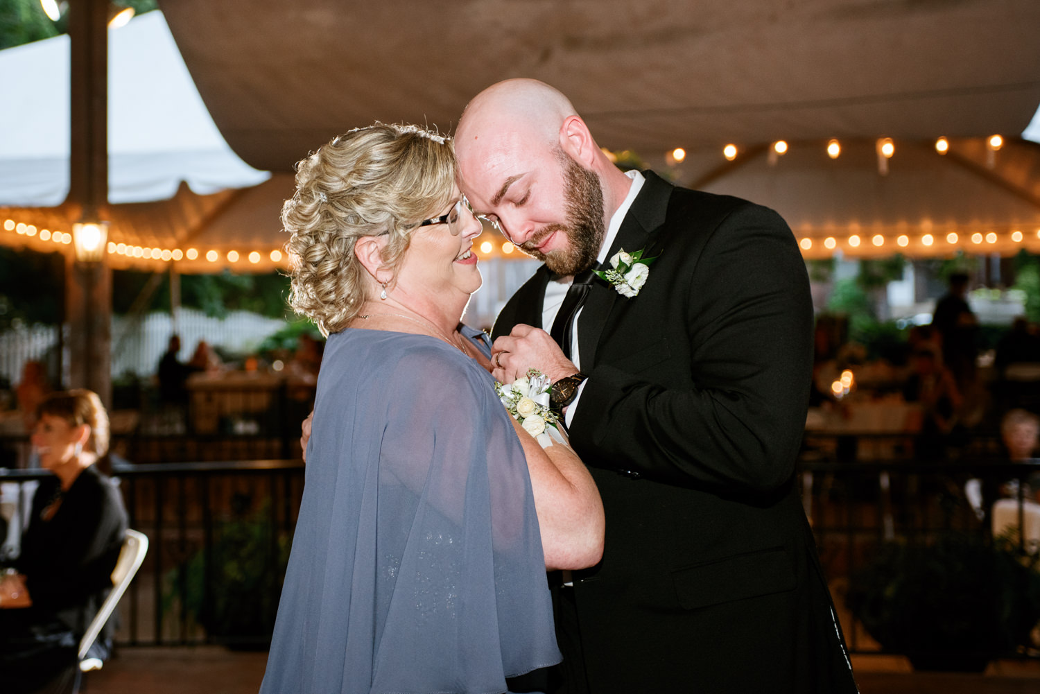 Groom and Mother dancing at St. Louis wedding venue Lemp Mansion; St. Louis wedding photography