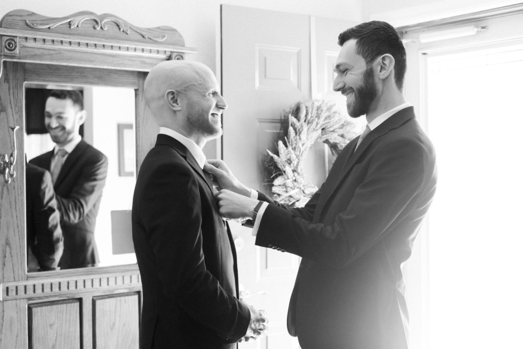 Groom getting ready; St. Louis wedding photography