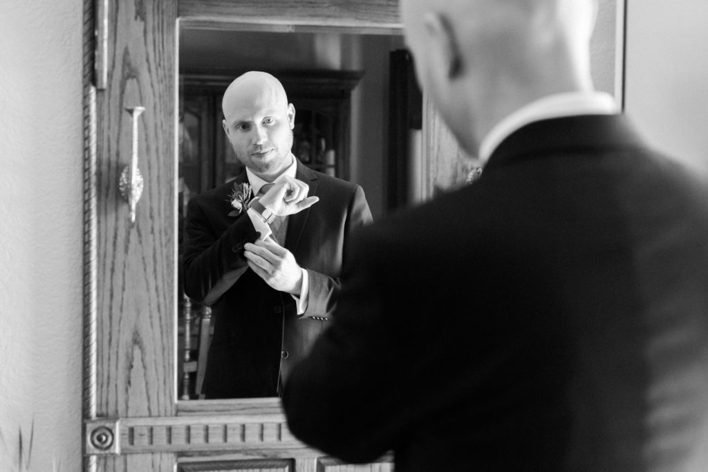 Groom getting ready; St. Louis wedding photography