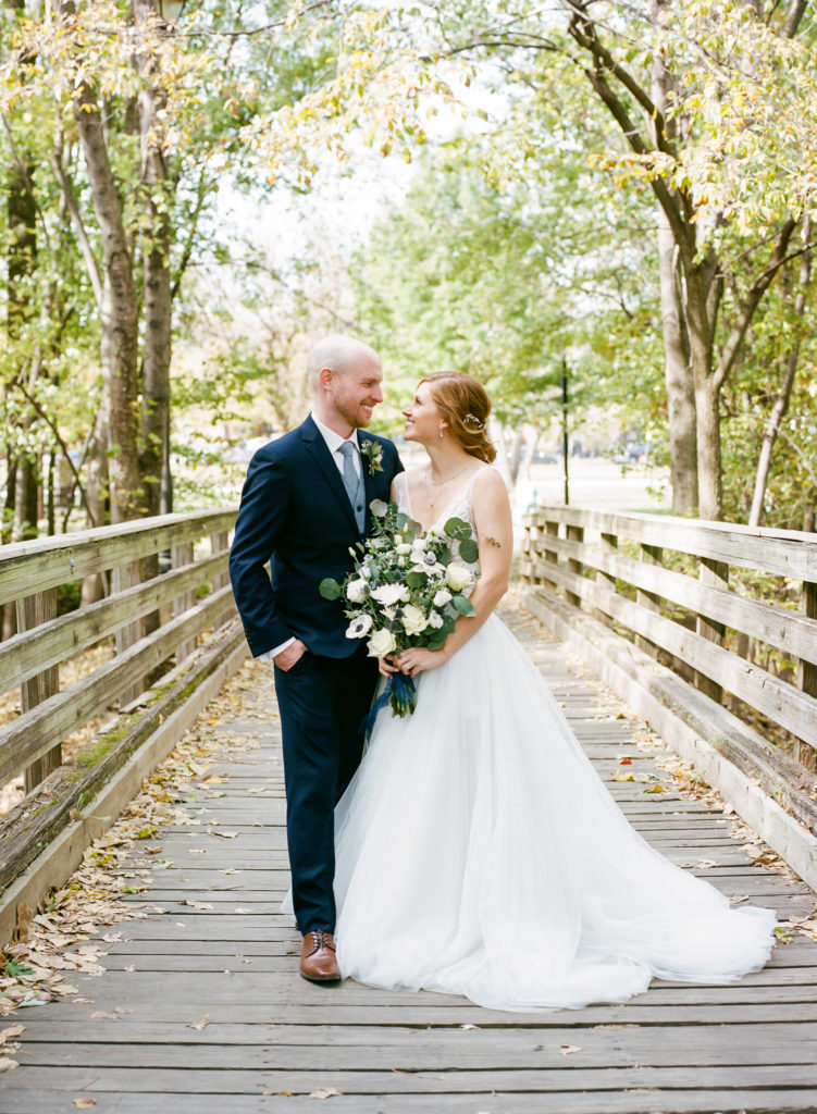 Bride and Groom Portrait at St. Charles Frontier Park; St. Louis wedding photographer Erica Robnett Photography