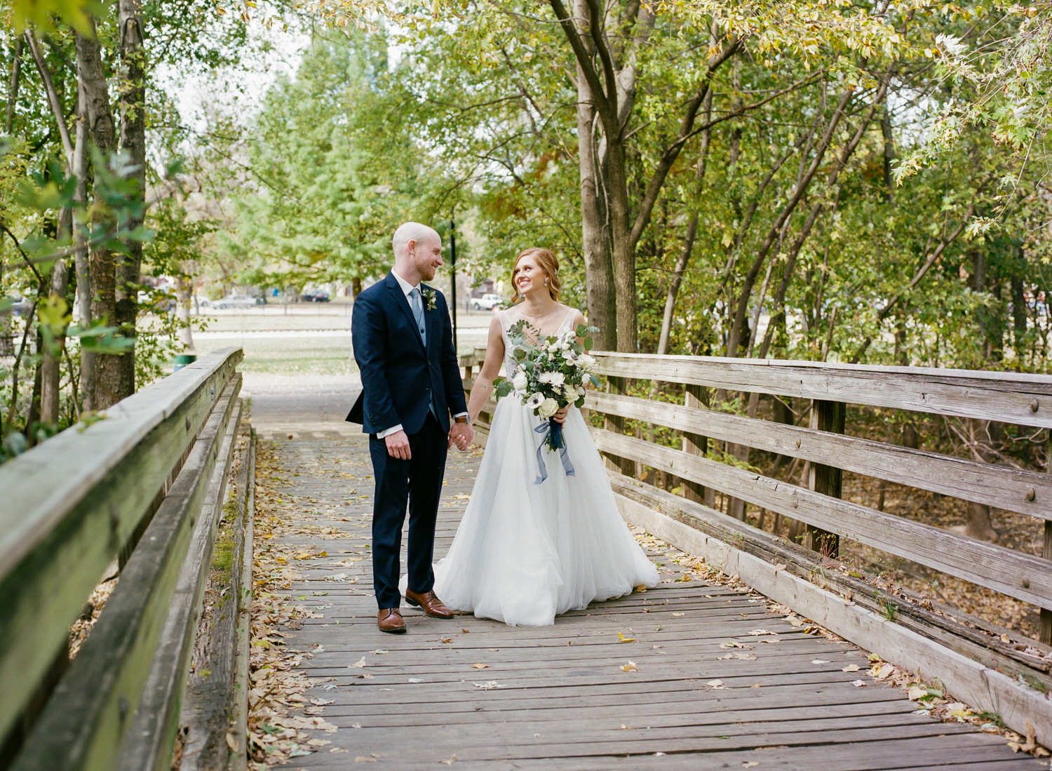 Bride and Groom Portrait at St. Charles Frontier Park; St. Louis wedding photography