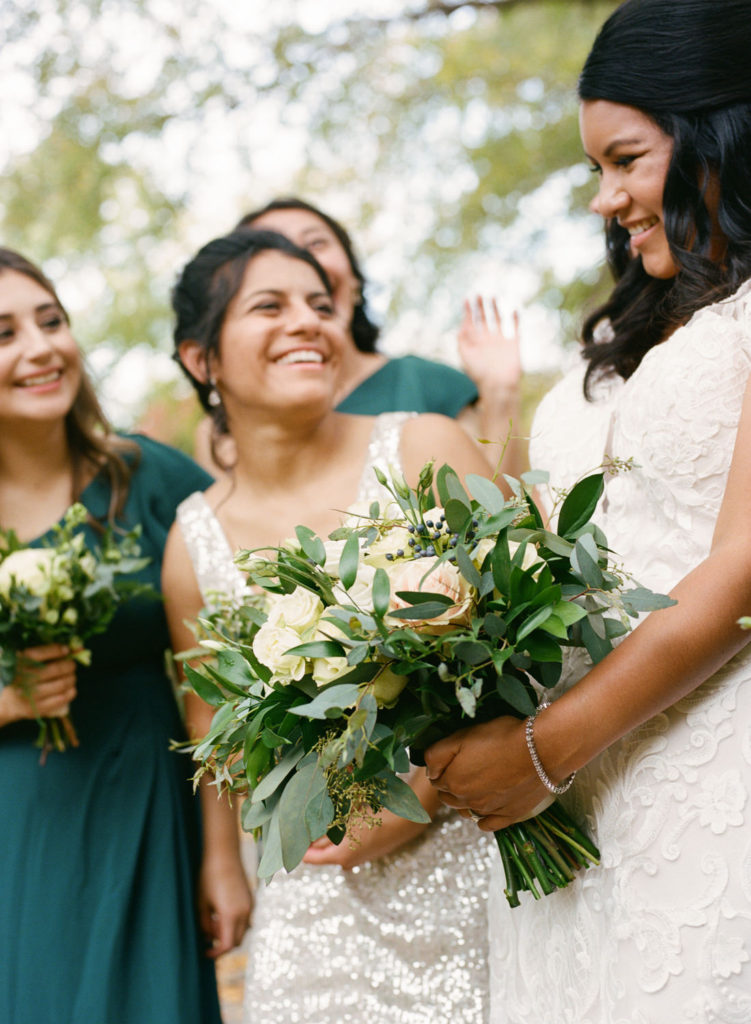 Bride and bridesmaids; St. Louis fine art film wedding photographer Erica Robnett Photography