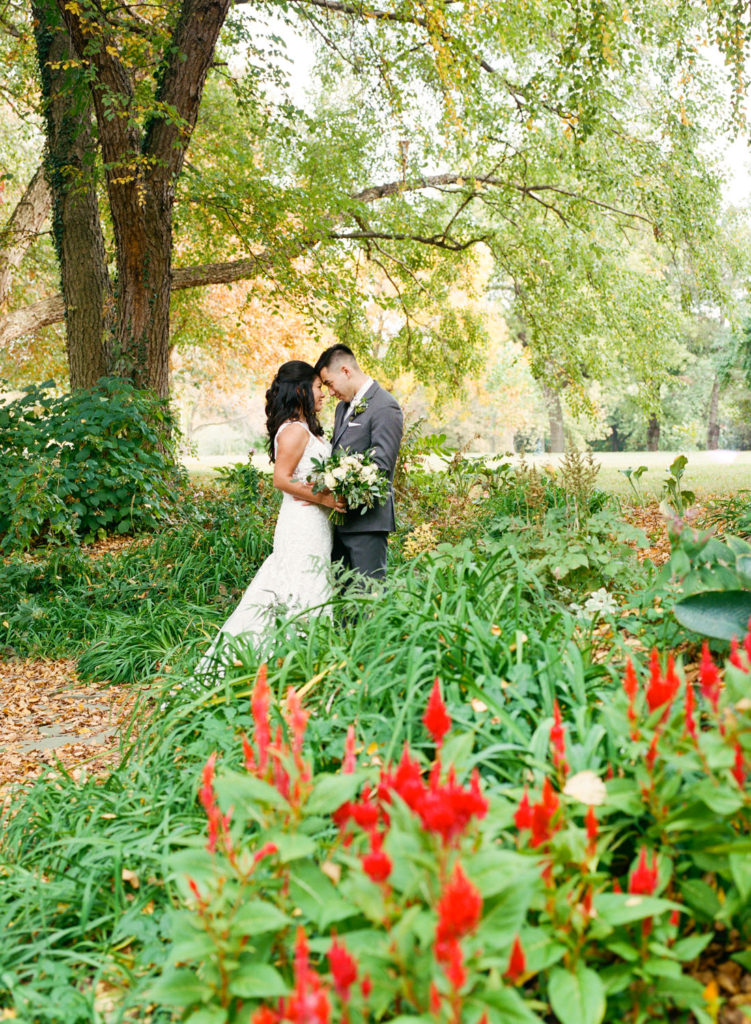 Bride and groom portrait at Lafayette Park; St. Louis fine art film wedding photographer Erica Robnett Photography