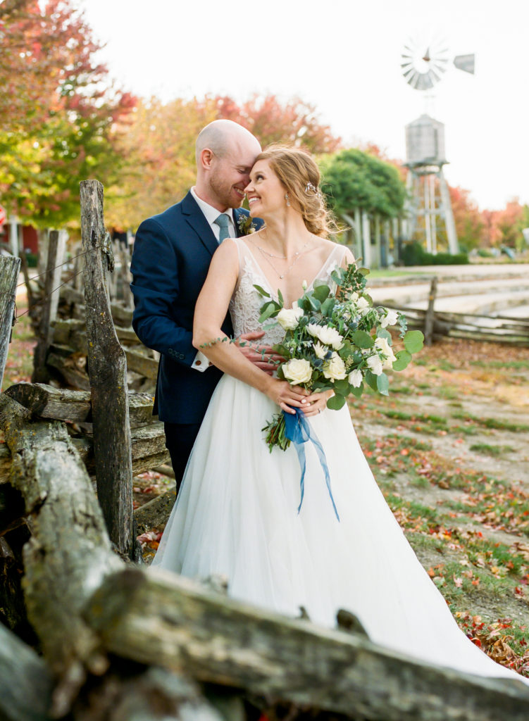 Bride and Groom Portrait at Glenmark Farms; St. Louis film wedding photographer Erica Robnett Photography