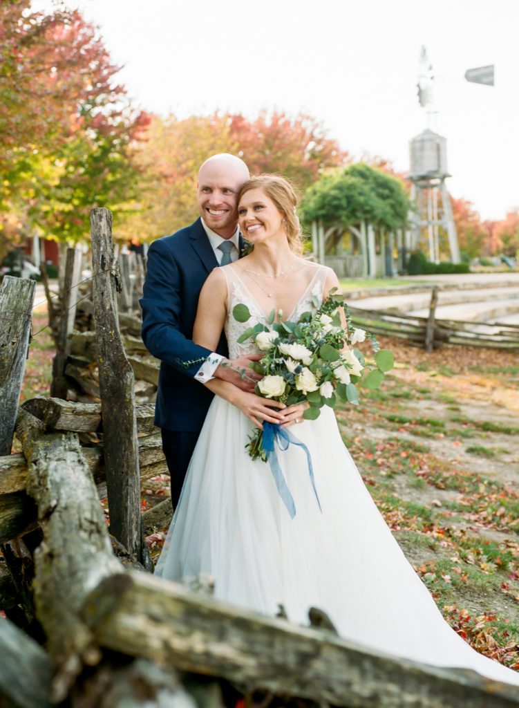 Bride and Groom Portrait at Glenmark Farms; St. Louis film wedding photographer Erica Robnett Photography