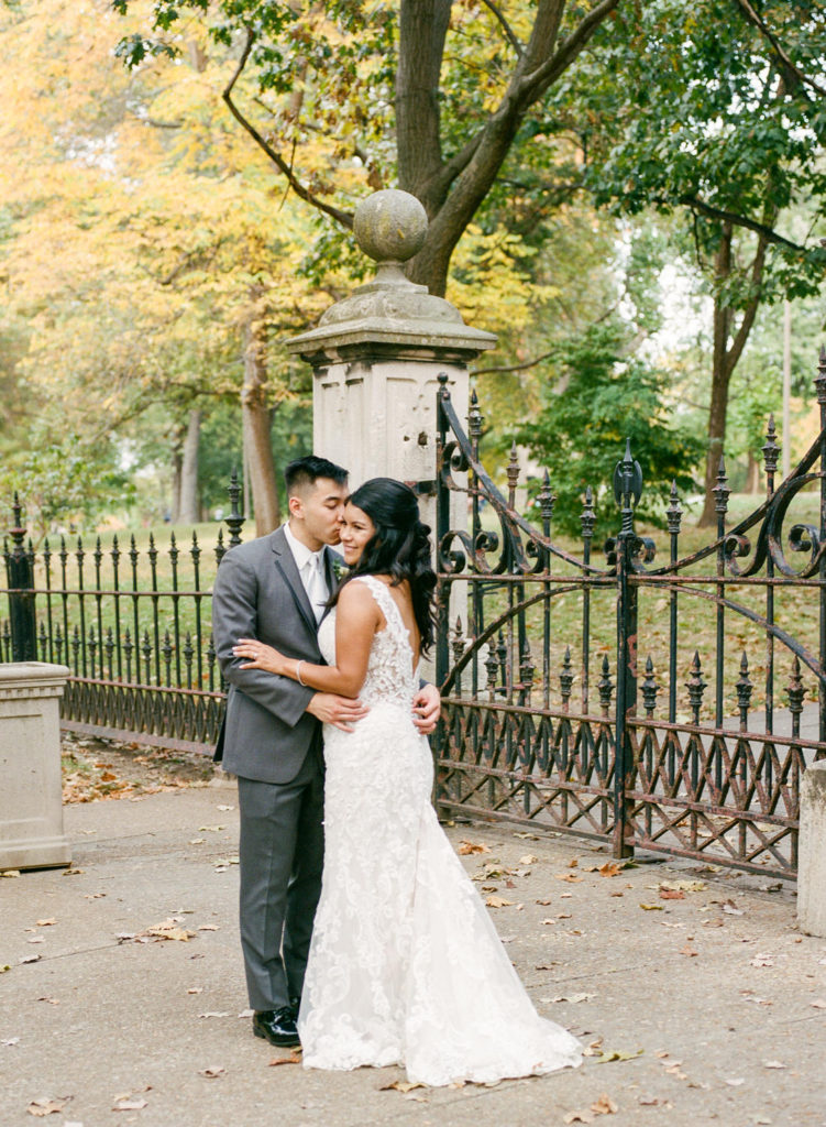 Bride and groom portrait at Lafayette Park; St. Louis fine art film wedding photographer Erica Robnett Photography