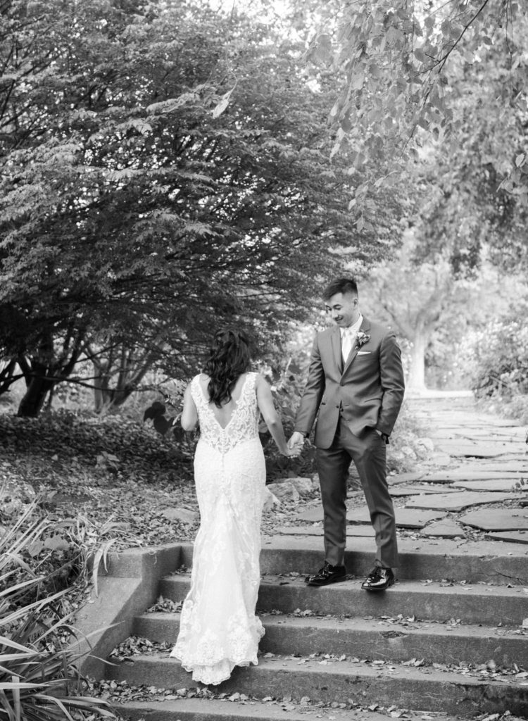 Bride and groom at Lafayette Park; St. Louis wedding photographer