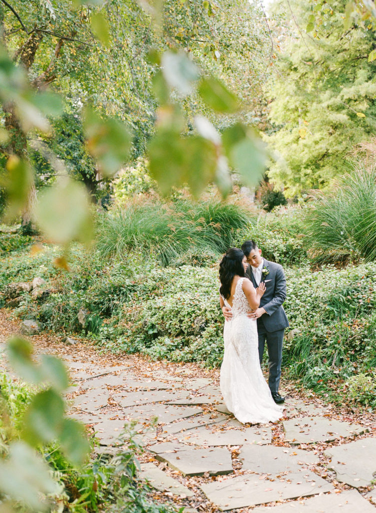 Bride and groom at Lafayette Park; St. Louis wedding photographer