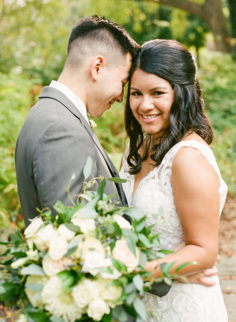 Bride and groom at Lafayette Park; St. Louis wedding photographer