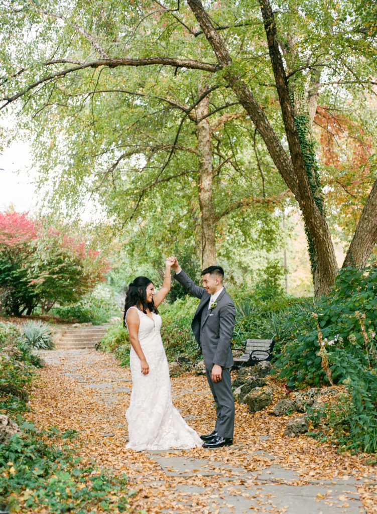 Bride and groom at Lafayette Park; St. Louis wedding photographer