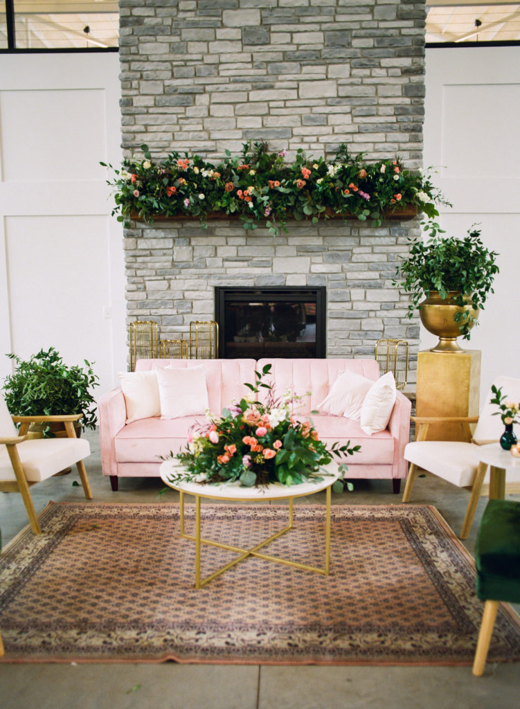 Pink and emerald wedding reception decor; St. Louis wedding photographer Erica Robnett Photography