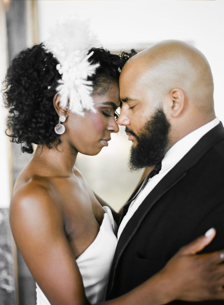 Bride and groom portrait; St. Louis fine art film wedding photographer Erica Robnett Photography