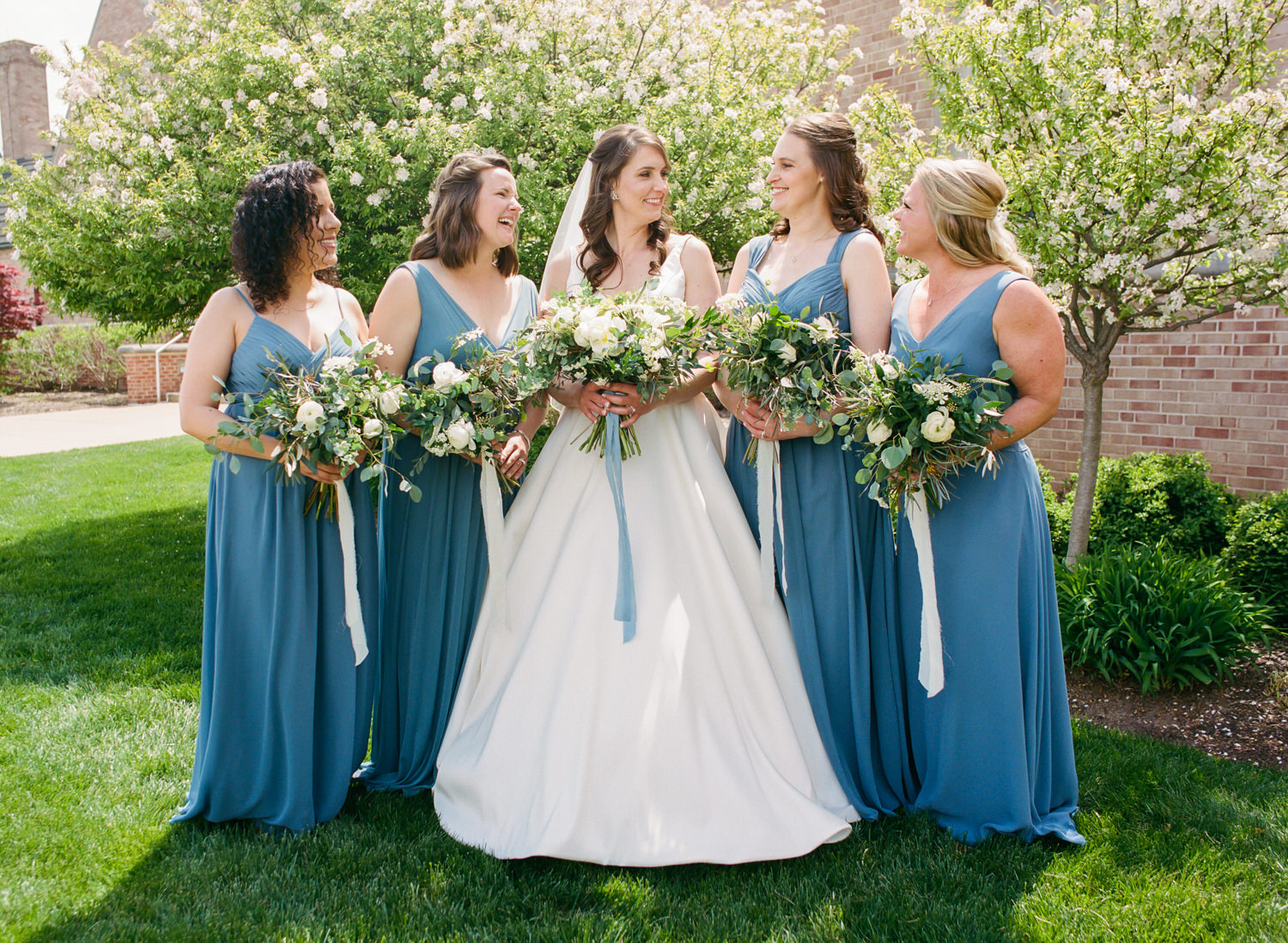 Bride and Bridesmaids; St. Louis wedding photographer