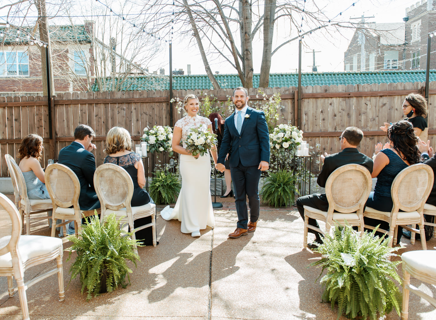 Wedding ceremony at St. Louis wedding elopement venue A.Casa; St. Louis wedding photographer