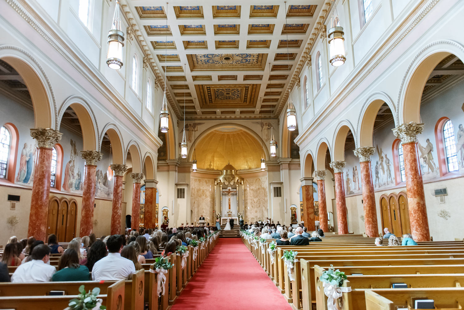 Wedding ceremony at Our Lady of Sorrows; St. Louis fine art film wedding photographer
