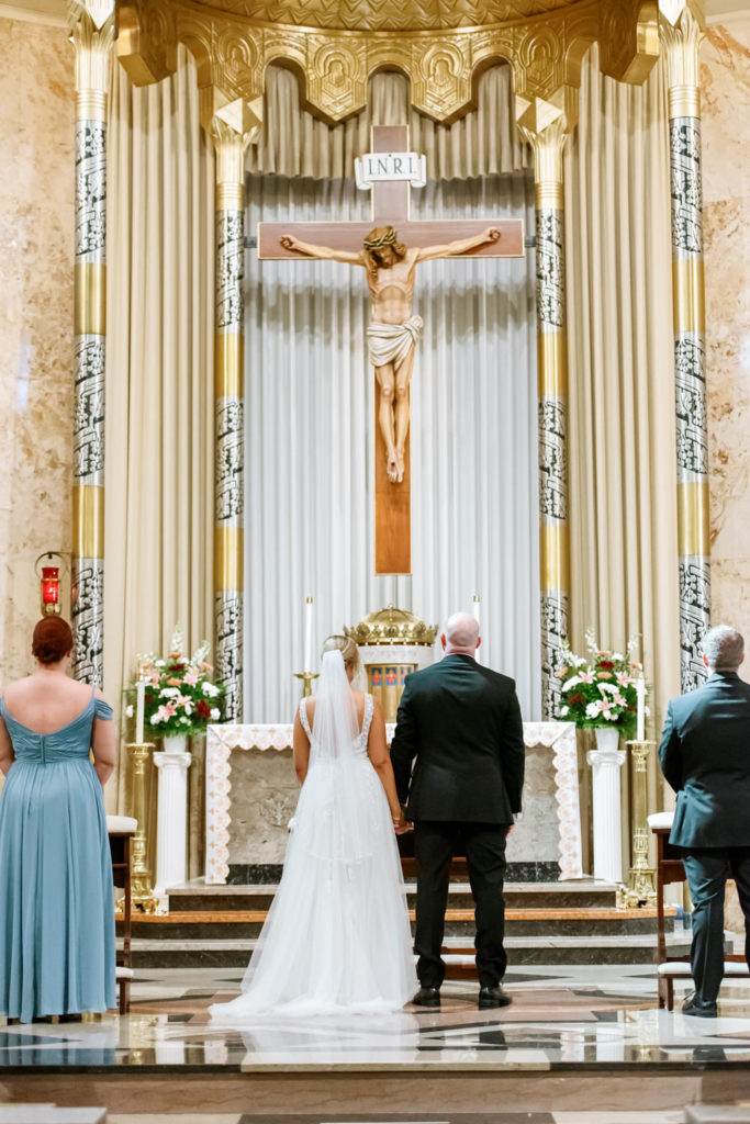 Wedding ceremony at Our Lady of Sorrows; St. Louis fine art film wedding photographer